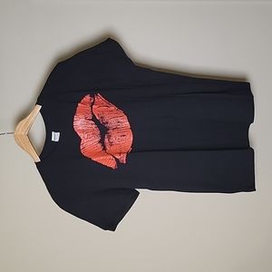 Lips Graphic T Men's Large Black T Shirt